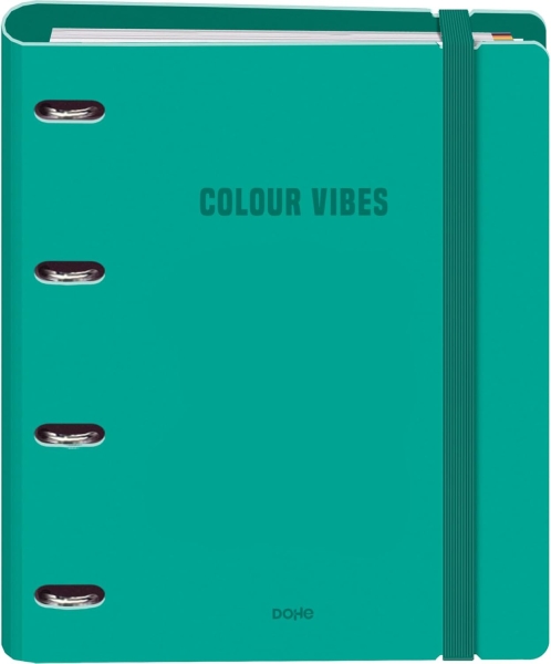 Dohe Colour Vibes Polyfoam Carpeta de 4 Anillas Mixtas de 35mm A4 Recambio 100 Hojas Cuadricula 5mm - Cubierta de Polyfoam 2mm - Cierre con Goma - Incluye 4 Separadores y Sobre de Polipropil