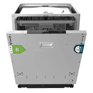 Cecotec Bolero Aguazero 8001 Full BI B Lavavajillas Integrable - 14 Cubiertos - Temperatura Regulable - 8 Programas - Motor Inverter - Bandeja para Cubiertos - Color Acero