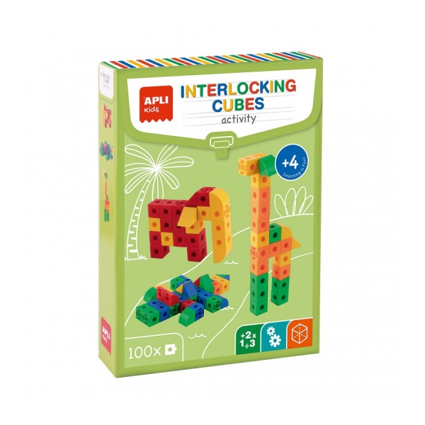 Apli Set Educativo de Construccion - 100 Piezas - Fomenta la Psicomotricidad Fina - Mejora la Coordinacion Mano-Ojo - Desarrolla Razonamiento Logico - Color Amarillo