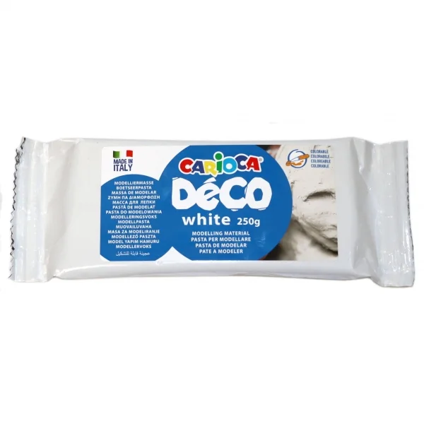 Carioca Pasta de Modelar 250gr - Apta para Todas las Tecnicas de Modelaje - Endurece al Aire - Facil de Alisar - Aplicable sobre Cualquier Soporte - Color Blanco