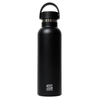 Safta Botella Termo de 600ml - Acero Inoxidable - Base de Silicona Antideslizante - Asa Superior - Color Negro