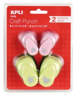 Apli Pack de 4 Perforadoras de Papel con Formas Variadas - Estrella (16mm), Corazon (16mm), Trebol (9.5mm) y Flor (9.5mm) - Alta Calidad para Papel, Carton y Cartulina - Deposito de Papel -
