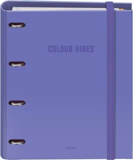Dohe Colour Vibes Carpeta de 4 Anillas Mixtas de 35mm Recambio 100 Hojas Cuadricula 5mm - Formato A4 - Cierre con Goma - Incluye 4 Separadores y Sobre de Polipropileno - Color Morado