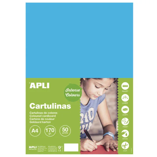 Apli Cartulina Azul Medio A4 170g 50 Hojas