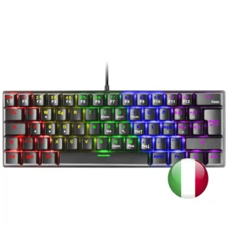 Mars Gaming MK60 Teclado Gaming Mecanico - Ultra-compacto 60% - Switches Antipolvo - Iluminacion RGB - Anti-ghosting Avanzado - Multiplataforma - Italiano - Color Negro