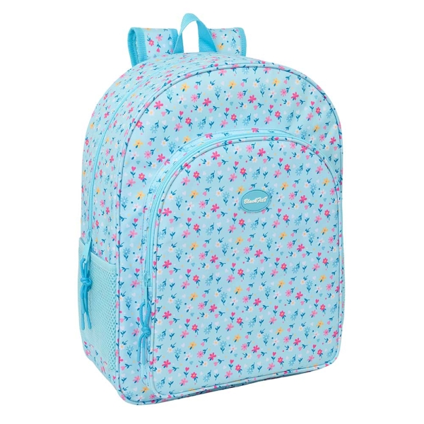 Safta Blackfit8 Petalos Mochila - Adaptable a Carro - Bolsillo Frontal - Portabotellas - Cremallera con Doble Tirador - Asa de Mano - Hombreras y Espalda Acolchada - 33x42x14cm - Color Azul Claro