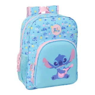 Safta Stitch Waves Mochila - 15L - Adaptable a Carro - Bolsillo Frontal - Portabotellas - Cremallera con Doble Tirador - Asa de Mano - Hombreras y Espalda Acolchada - 32x38x12cm - Color Azul