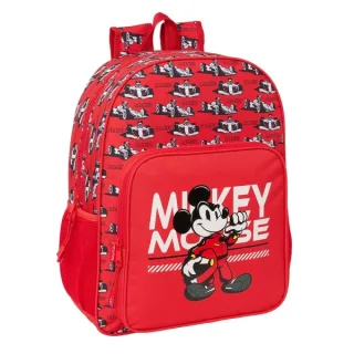 Safta Mickey and Friends Racing Mochila - Adaptable a Carro - Bolsillo Frontal - Portabotellas - Cremallera con Doble Tirador - Asa de Mano - Hombreras y Espalda Acolchada - 33x42x14cm - Col