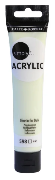 Daler Rowney Simply Pintura Acrilica - Tubo de Plastico - 75ml - Brilla en la Oscuridad - Color Fosforescente
