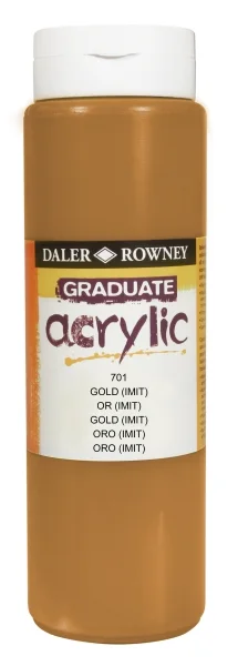 Daler Rowney Graduate Pintura Acrilica - Botella de Plastico - 500ml - Color Imitacion Oro