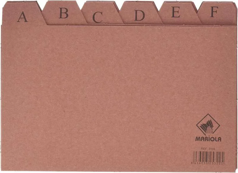 Mariola Indice A-Z Nº4 para Fichero - Medidas 200x120mm - Color Marron