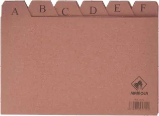 Mariola Indice A-Z Nº4 para Fichero - Medidas 200x120mm - Color Marron