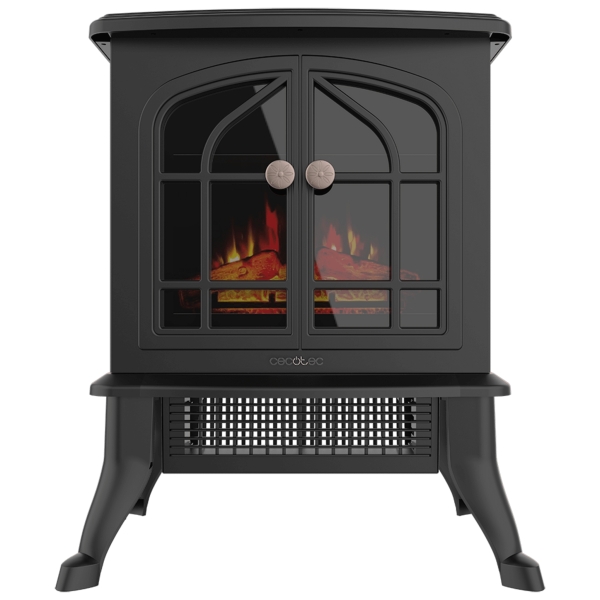 Cecotec ReadyWarm 200 Chimenea Electrica de Pie - Potencia de 2000W - Estancias hasta 25m2 - Termostato Ajustable - Llamas LED Ajustables - Efecto Fuego Realista - Calentamiento Rapido - Col