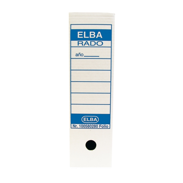 Elba Caja de Archivo Definitivo Folio Prolongado - Resistente y Duradera - Ideal para Organizar Documentos - Diseño Elegante y Funcional - Color Blanco y Azul