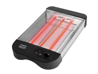 Cecotec Turbo EasyToast Basic Tostador Horizontal - 900W - 3 Resistencias Halogenas - 6 Niveles de Tostado - Hueco Recogecables - Base Antideslizante - Bandeja Recogemigas - Color Negro y Pl
