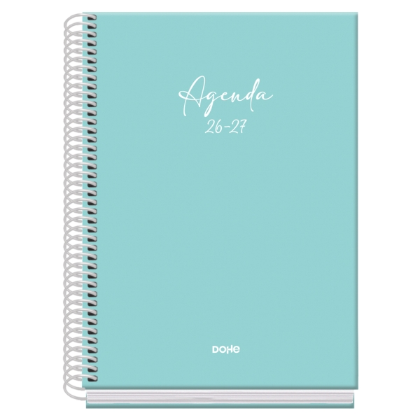 Dohe Basic Serenity Agenda Escolar 26/27 - Formato A5 - Semana Vista - Papel Offset Ahuesado 70g - Cubierta de Carton Plastificado - Espiral Metalica - Goma - 15x21x2cm - Color Verde