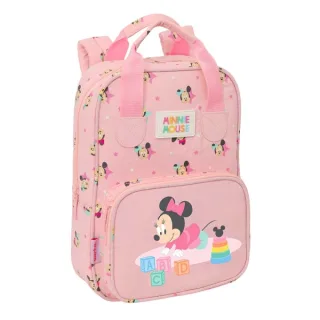 Safta Minnie Mouse Baby Mochila Infantil - Tarjeta de Identificacion Personal - Bolsillo Frontal - Hombreras Acolchadas - 20x28x8cm - Color Rosa Pastel