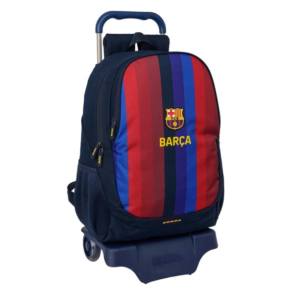 Safta F.C.Barcelona 1ª Equipacion 26/27 Mochila con Carro - Extraible - 22.5L - Portabotellas - Cremallera con Doble Tirador - Asa de Mano - Espalda Acolchada Antisudor - 32x44x16cm - Color Azul Noche