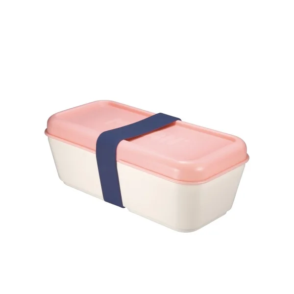 Milan Coleccion 430 Fiambrera Rectangular 0.75L - Apta para Microondas, Lavavajillas y Congelador - Libre de BPA - Divisor Interior Movil - Medidas 20x10x7,5cm - Color Blanco Crudo/Rosa