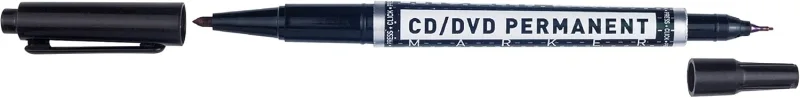 Molin Rotulador Permanente para CD, DVD - Doble Punta 0.4 y 1mm - Tinta Permanente con Base Alcohol - Color Negro · Pack de 12 uds.