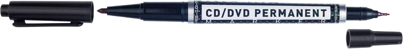 Molin Rotulador Permanente para CD, DVD - Doble Punta 0.4 y 1mm - Tinta Permanente con Base Alcohol - Color Negro · Pack de 12 uds.