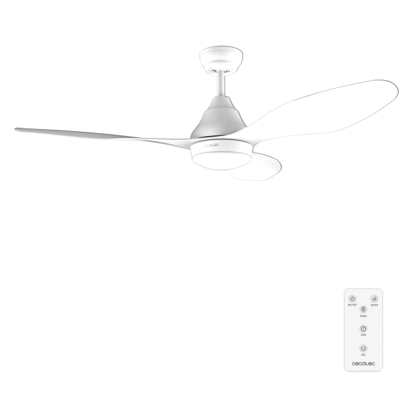 Cecotec EnergySilence Aero 5200 White Ventilador de Techo con 3 Aspas y Luz Integrada - 62W - Diametro de 48" - LED de 18W - Mando a Distancia - 3 Velocidades - Temporizador Programable - Color Blanco