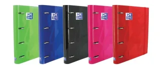 Oxford Europeanbinder Classic Carpeta de 4 Anillas Formato A4+ con Recambio Cuadriculado 5x5mm y 4 Taladros - Cierre con Goma Elastica - Colores Surtidos · Pack de 10 uds.