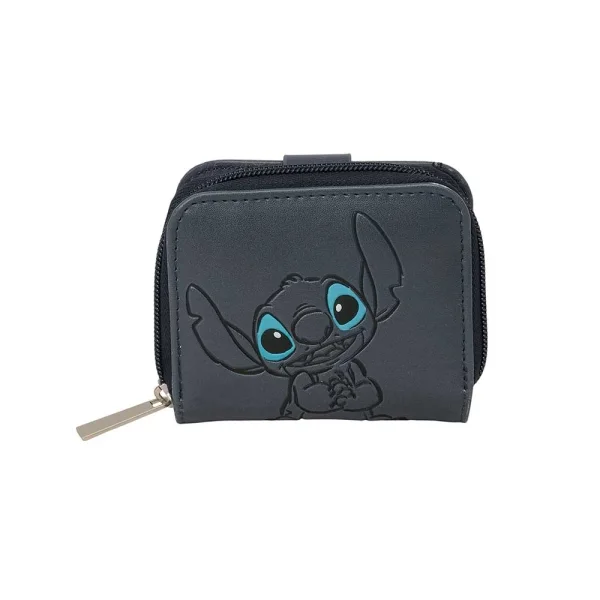 Safta Stitch Gray Monedero con Billetera - Compartimento para Billetes y Tarjetas - Cierre con Iman - Compartimento para Monedas - 0.10L - 110x20x95mm - Color Negro