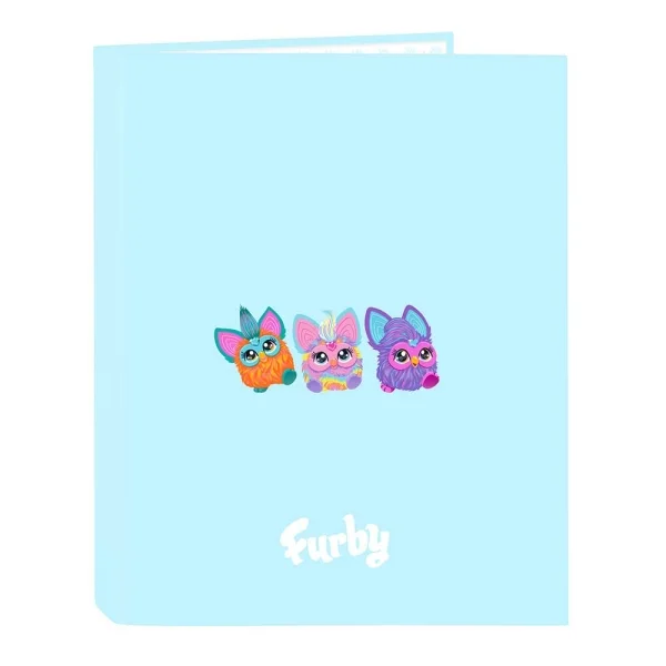 Safta Furby Carpeta con 4 Anillas 25mm - Tapas Duras Forradas - Formato Folio - Resistente - 265x40x330mm - Color Azul Claro
