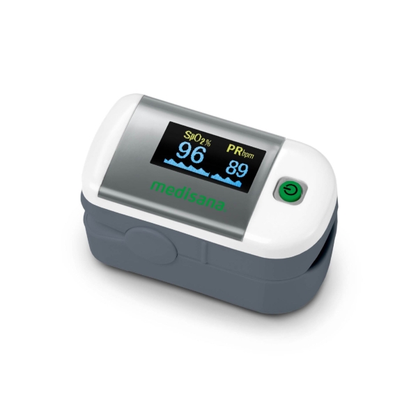 Medisana PM100 Pulsioximetro Digital de Dedo con Pantalla OLED - Medicion de Saturacion de Oxigeno SpO2 y Frecuencia Cardiaca - 6 Modos de Visualizacion - Funcion One‑Touch - Apagado Automát