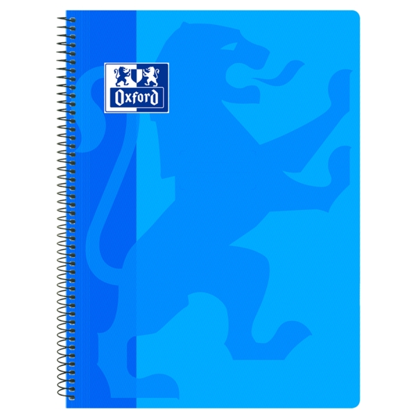 Oxford School Classic Cuaderno Espiral Tamaño Folio Cuadricula 4x4mm - 80 Hojas - Tapa de Plastico - Color Turquesa