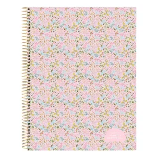 Safta VMB Bloc de Notas A4 - Tapas Duras - 120 Hojas Cuadriculas - Espiral Metalico - Separadores de Colores - Gramaje 80g/m2 - 210x10x297mm - Color Rosa
