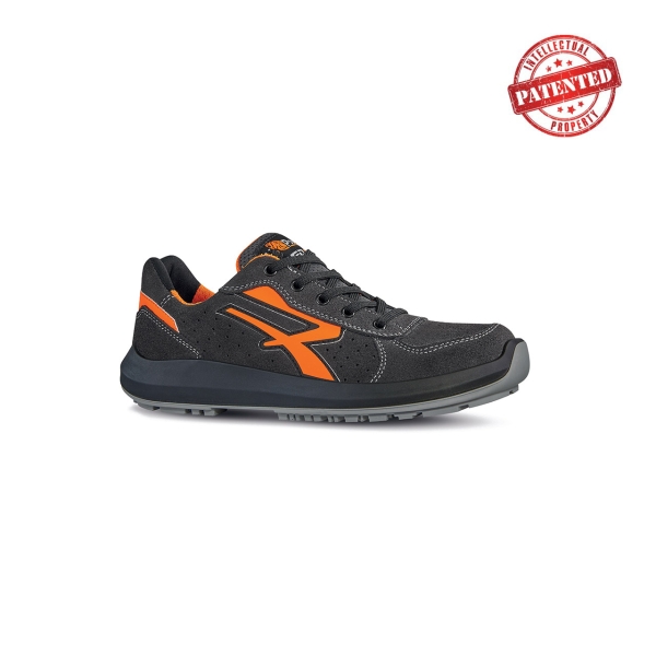 Upower Sirio S ESD Calzado de Seguridad Bajos - Talla 35 - Gamuza Perforada, Puntera de Aluminio, Antideslizante, Antiarrugas, Suela PU/PU High Rebound, Proteccion S1PS CI FO SR - Color Gris/Naranja