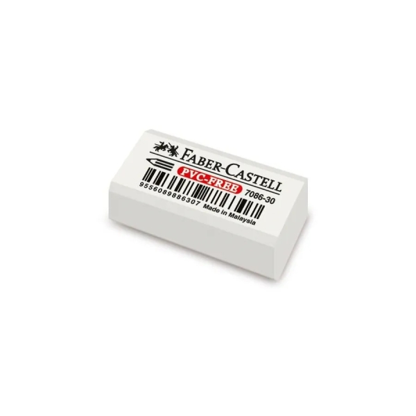 Faber-Castell 7086 Goma de Borrar Compacta de Plastico sin PVC - Borrado Limpio y Facil · Pack de 30 uds.