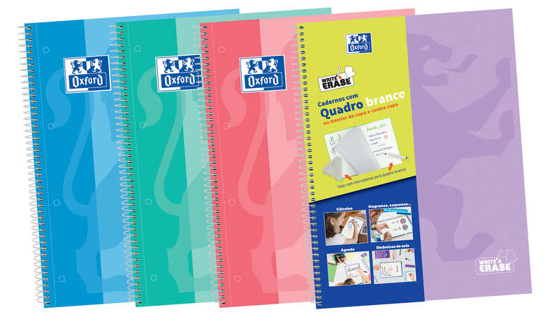 Oxford School Classic Write&Erase A4+ Europeanbook - Tapa Extradura - 1 Linea 2M - 100 Hojas - Colores Surtidos · Pack de 5 uds.