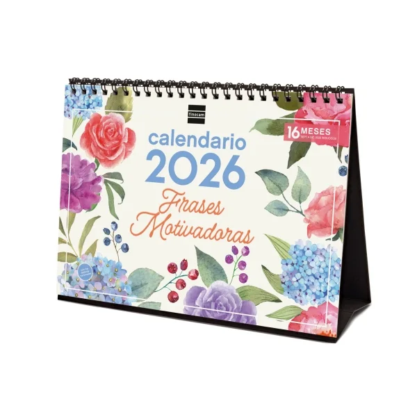 Finocam Calendario de Sobremesa - Anual 2026 - Imagenes Variadas - Espacio para Escribir - Tematica de Frases Motivadoras