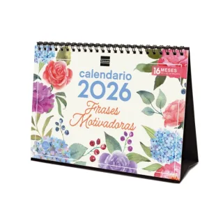 Finocam Calendario de Sobremesa - Anual 2026 - Imagenes Variadas - Espacio para Escribir - Tematica de Frases Motivadoras
