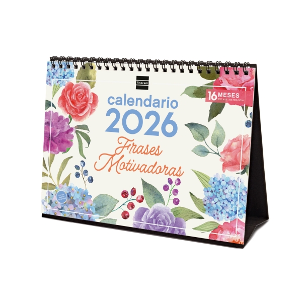 Finocam Calendario de Sobremesa - Anual 2026 - Imagenes Variadas - Espacio para Escribir - Tematica de Frases Motivadoras