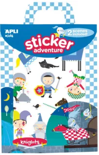 Apli Juego de Pegatinas de Papel Tematica Caballeros - 2 Escenarios 45x20cm - 2 Hojas de Gomets Removibles - Cajita con Asa - Ideal para Viajes - Recomendado +3 Años - Colorido · Pack de 2 u