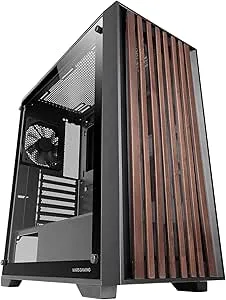 Mars Gaming MC-WOOD Caja Torre ATX - Ventilador FDB de 120mm - Panel de Cristal Templado - Soporta Refrigeracion Liquida hasta 360mm - 7 Ranuras de Expansion - Acabado en Madera - Color Negr