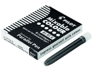 Pilot Pack de 6 Recargas para Pluma Estilografica Parallel - Capacidad 1ml - Color Negro