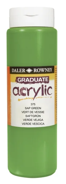 Daler Rowney Graduate Pintura Acrilica - Botella de Plastico - 500ml - Color Verde Vejiga