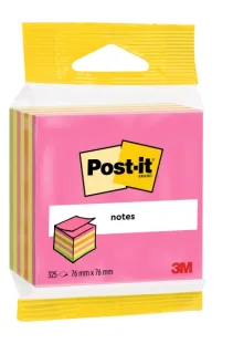 Post-It Cubo de 325 Notas Adhesivas Reposicionables - Forma Cuadrada - 76x76mm - Colores Surtidos