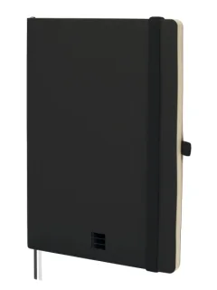 Finocam Nexo Cuaderno de Tapa Blanda - 72 Hojas - Formato A5 - 148x210mm - Papel Crema de 80g/m2 - Bolsillo Interior - Cierre con Goma - Portaboligrafo - Hojas Microperforadas - Color Negro