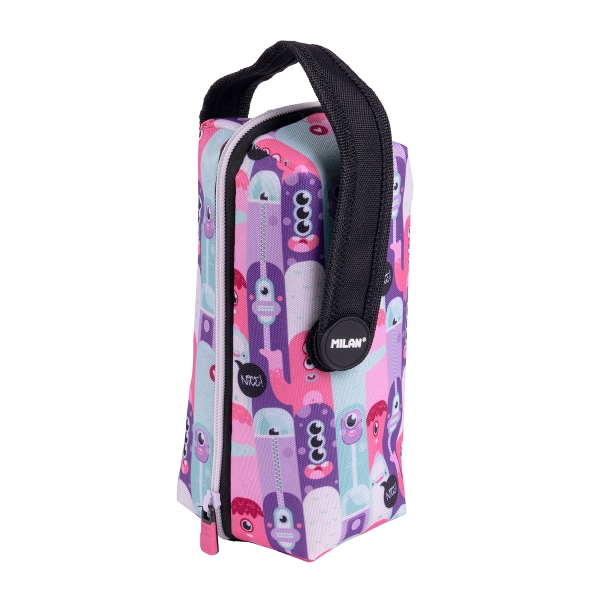 Milan Aliens 2 Pack de 4 Estuches con Goma de Borrar - Sacapuntas - Lapiz - 3 Boligrafos - Regla - 12 Lapices de Colores - 12 Rotuladores - Color Rosa