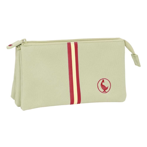 Safta el Ganso Basics Portatodo - 3 Compartimentos con Cremalleras - Bolsillo Interior - 0.6L - 220x30x120mm - Color Beige