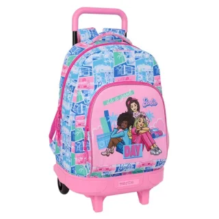 Safta Barbie Mochila con Carro - Extraible - Bolsillo Frontal - Portabotellas - Tirador Doble - Hombreras Acolchadas - Asa Acolchada - Tarjeta ID - Base Reforzada - 33L - 330x220x450mm - Col