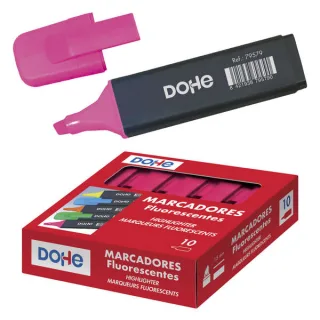 Dohe Marcadores Fluorescentes - Punta Biselada de 1-5mm - Clip en la Capucha - Apto para Todo Tipo de Papel - Color Rosa · Pack de 10 uds.
