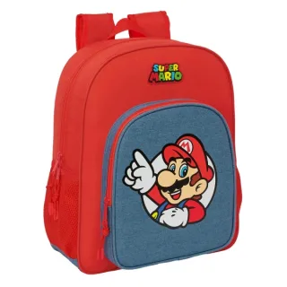 Safta Super Mario Mochila - 15L - Adaptable a Carro - Bolsillo Frontal - Portabotellas - Cremallera con Doble Tirador - Asa de Mano - Hombreras y Espalda Acolchada - 32x38x12cm - Color Rojo