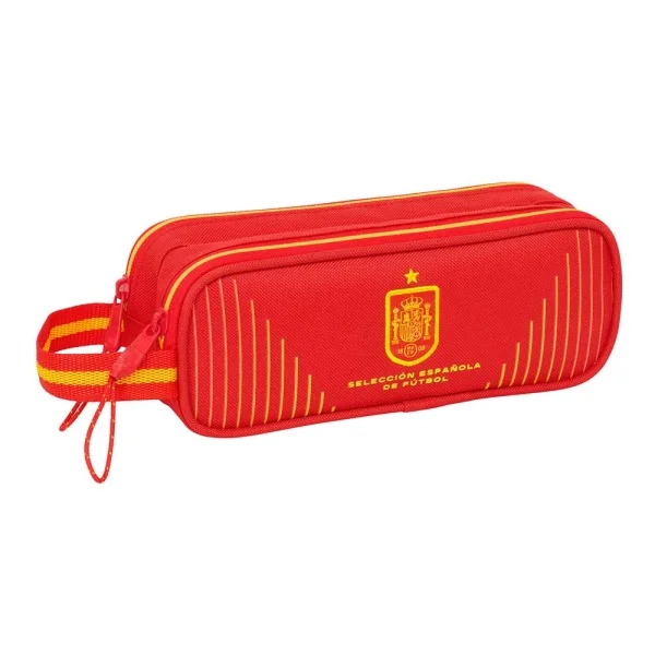 Safta Seleccion Española de Futbol Portatodo - 2 Compartimentos con Cremalleras - Asa Lateral - 1L - 210x60x80mm - Color Rojo